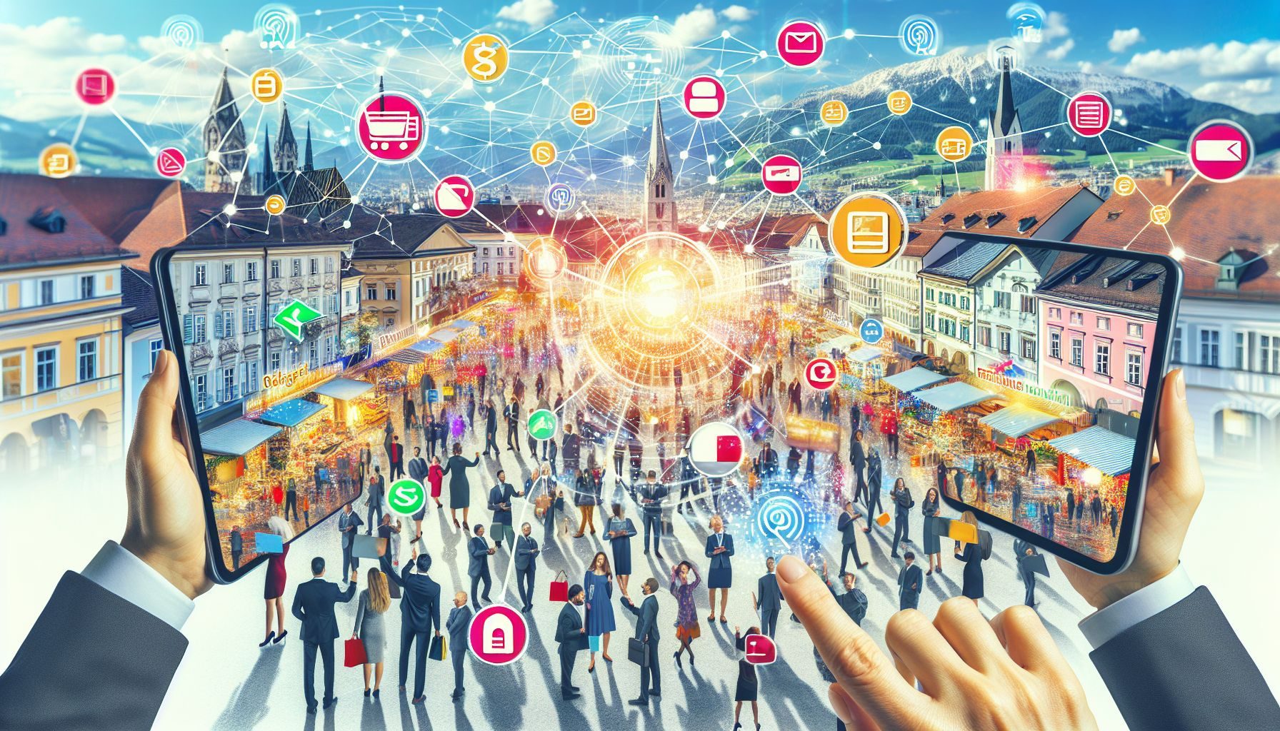 An infographic displaying statistics related to Austria's E-commerce market, including internet penetration rate, e-commerce user penetration rate, and preferred payment methods.