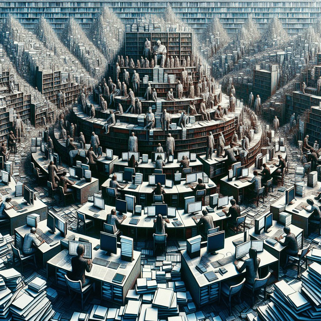 A scholarly environment showing students engaged in serious studies, surrounded by books and computers, representing the rigorous academic standards required by Oxford University.