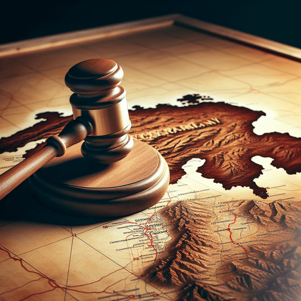 A legal gavel resting beside a map of Switzerland, symbolizing the local laws and regulations aspect of setting up a business in Switzerland.