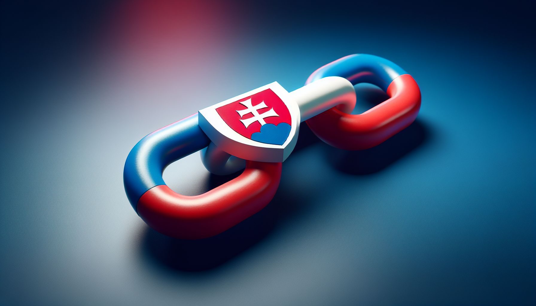 Una representación simbólica de un enlace o puente que simboliza la conexión entre diferentes culturas, destacando los colores nacionales de Eslovaquia - rojo, blanco y azul.