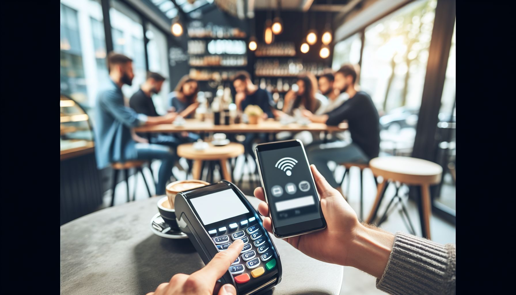 A smartphone displaying a mobile payment app on the screen, set on a desk with a blurred background, representing the rising trend of digital payments in Poland.