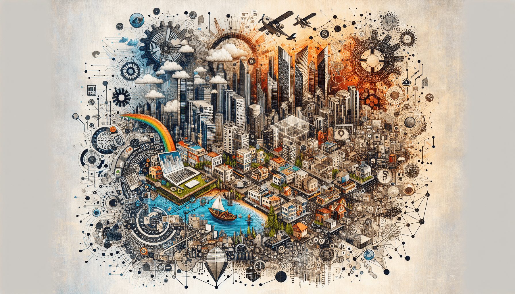 A dynamic collage showcasing the sectors driving Turkey's economic growth, including ICT, E-commerce, and a vibrant real estate landscape.